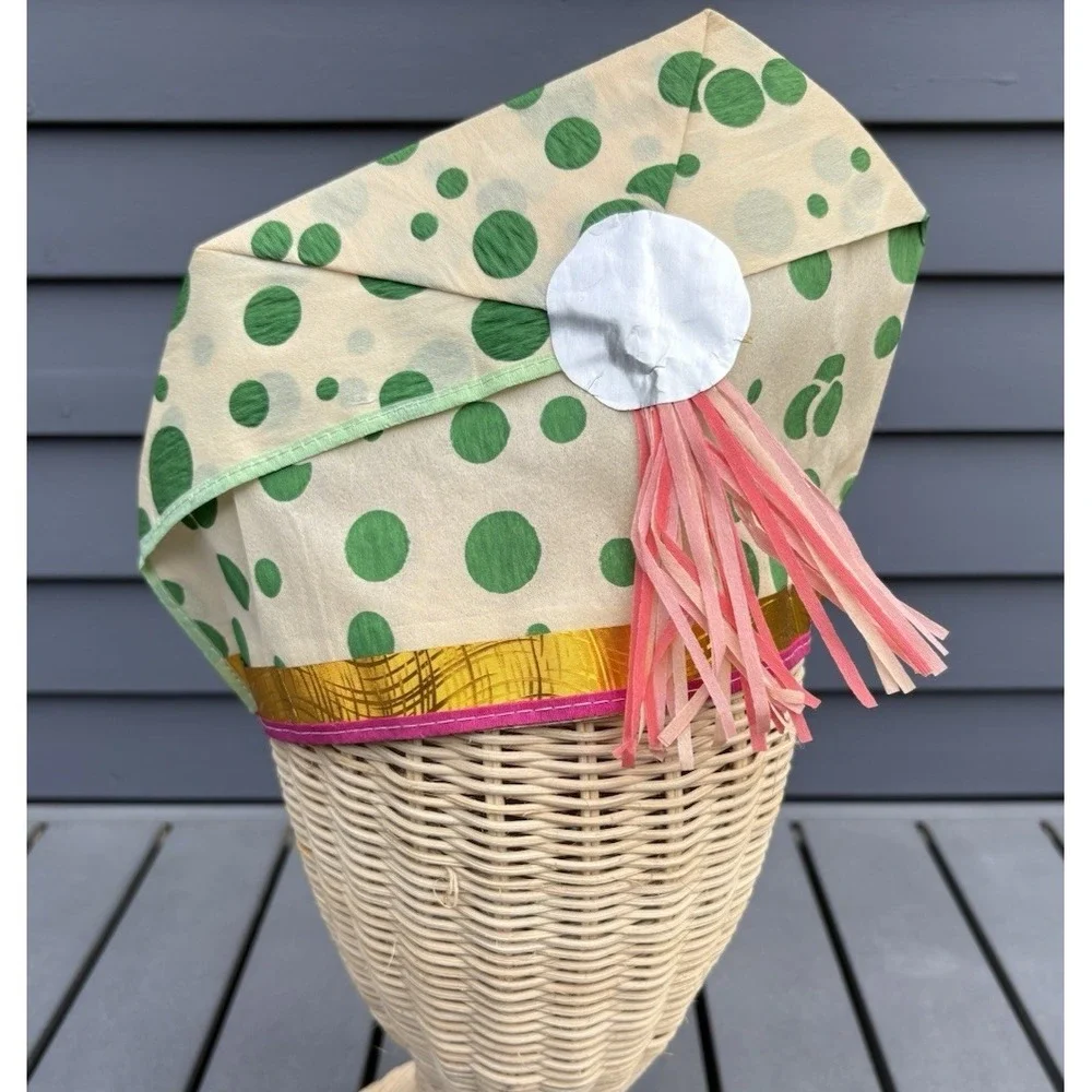 Vintage vibrant colorful crepe paper party hats 1930's unused deadstock USA
